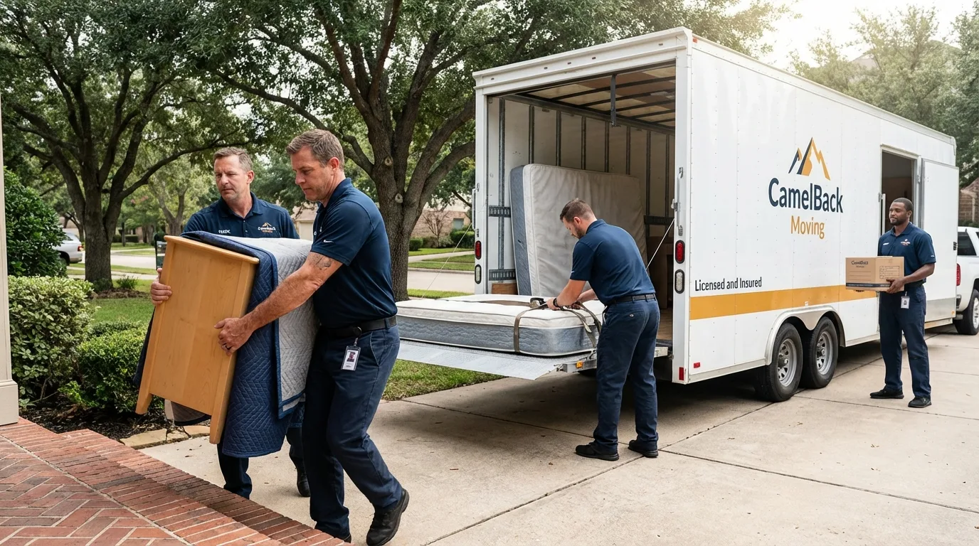 Crew loading residential truck for cross-state move from Ansonia, CT