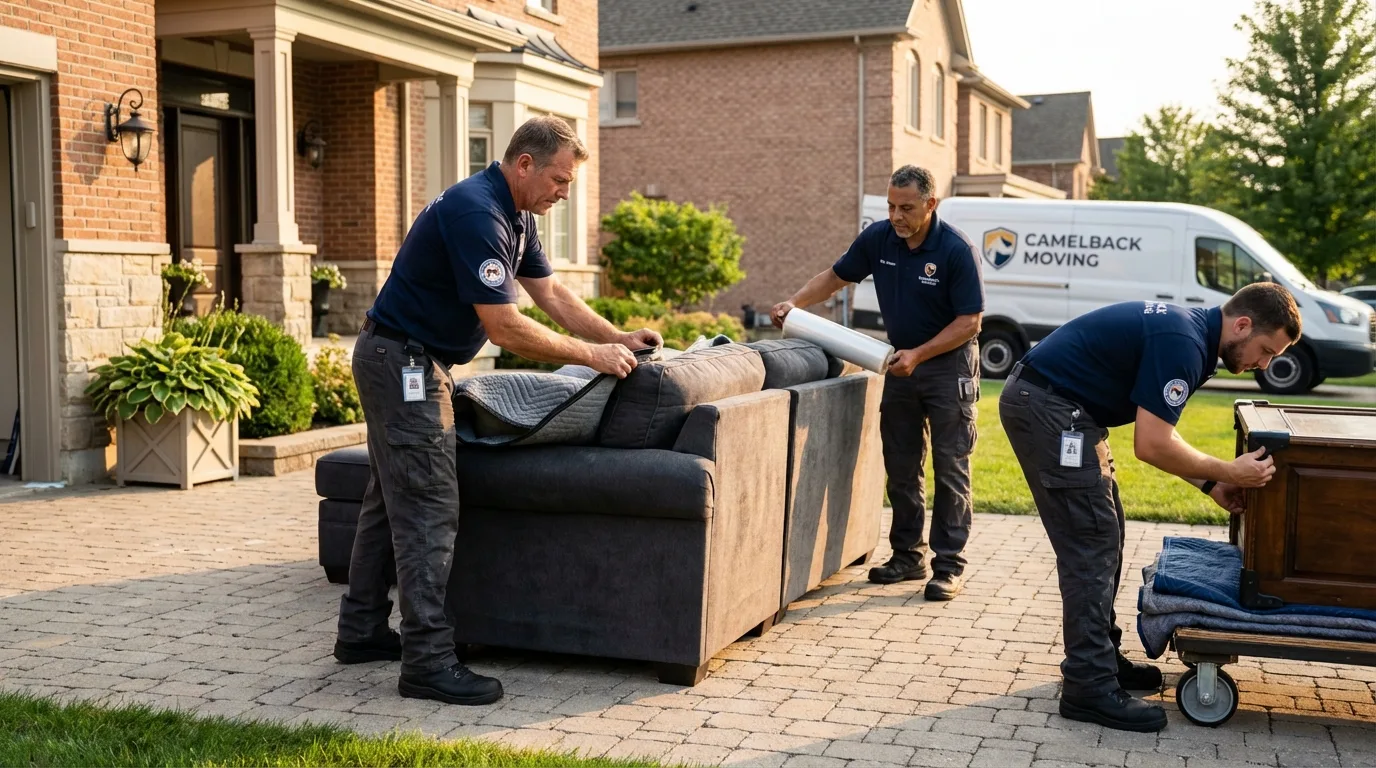 Large estate moving crew wrapping furniture in Ansonia, CT